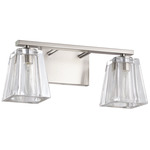 Valentin Bathroom Vanity Light - Brushed Nickel / Clear Pressed Glass