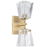 Valentin Double Wall Sconce - Champagne Gold / Clear Pressed Glass