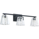 Valentin Bathroom Vanity Light - Matte Black / Clear Pressed Glass