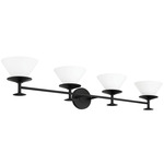 Tremolo Bathroom Vanity Light - Matte Black / Champagne Gold / Etched Opal