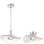 Novella Dual Mount Glass Pendant - Polished Nickel / Clear Ribbed