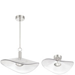 Novella Dual Mount Glass Pendant - Polished Nickel / Clear Ribbed