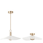 Novella Dual Mount Ceramic Pendant - Polished Gold / White Glazed