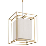 Abbey Tall Pendant - Brass / Cream