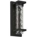 Lionel Outdoor Wall Sconce - Textured Black / Clear Water