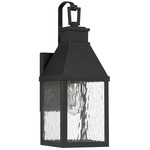 Glencrest Outdoor Wall Sconce - Textured Black / Clear Water