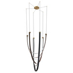 Ayers Color-Select Chandelier - Champagne Gold / Black / Brown Faux Leather