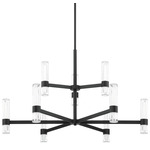 Ristretto Chandelier - Matte Black / Clear Ribbed / White