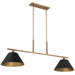 McGill Linear Pendant - Natural Brass / Matte Black / Gold