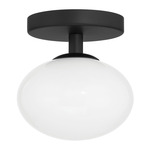 Julep Wall Sconce / Semi Flush Ceiling Light - Matte Black / Opal