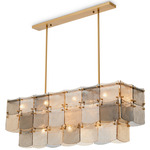 Laurent Linear Chandelier - Antique Brass / Clear