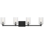 Parker Bathroom Vanity Light - Midnight Black / Clear Crackle
