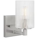 Lando Wall Sconce - Brushed Steel / Clear Fluted