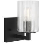 Lando Wall Sconce - Midnight Black / Clear Fluted