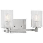 Lando Bathroom Vanity Light - Brushed Steel / Clear Fluted
