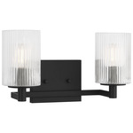 Lando Bathroom Vanity Light - Midnight Black / Clear Fluted