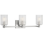 Lando Bathroom Vanity Light - Brushed Steel / Clear Fluted
