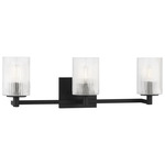 Lando Bathroom Vanity Light - Midnight Black / Clear Fluted