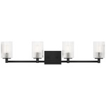 Lando Bathroom Vanity Light - Midnight Black / Clear Fluted