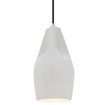 Radiance Crease Tall Pendant w/ Black Cord - Polished Chrome / Bisque