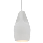 Radiance Crease Tall Pendant w/ White Cord - Polished Chrome / Bisque