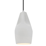 Radiance Crease Tall Pendant w/ Black Cord - Brushed Nickel / Bisque