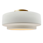 Radiance Tier Semi Flush Ceiling Light - Brushed Brass / Bisque