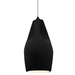 Radiance Crease Tall Pendant w/ White Cord - Matte Black / Carbon