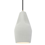 Radiance Crease Tall Pendant w/ Black Cord - Antique Brass / Matte White