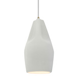 Radiance Crease Tall Pendant w/ White Cord - Antique Brass / Matte White