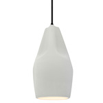 Radiance Crease Tall Pendant w/ Black Cord - Matte Black / Matte White