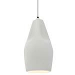 Radiance Crease Tall Pendant w/ White Cord - Matte Black / Matte White