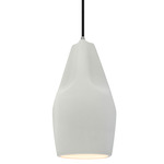 Radiance Crease Tall Pendant w/ Black Cord - Brushed Nickel / Matte White