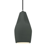 Radiance Crease Tall Pendant w/ Black Cord - Polished Chrome / Pewter Green