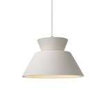 Radiance Trapezoid Pendant w/ White Cord - Brushed Nickel / Bisque