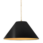 Radiance Avola Pendant w/ Beige Cord - Antique Brass / Carbon / Champagne Gold