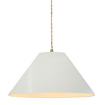Radiance Avola Pendant w/ Beige Cord - Antique Brass / Matte White