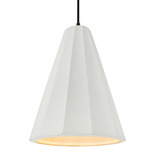 Radiance Fluted Tall Pendant w/ Black Cord - Dark Bronze / Bisque