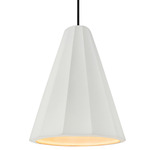 Radiance Fluted Tall Pendant w/ Black Cord - Matte Black / Bisque