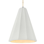 Radiance Fluted Tall Pendant w/ Beige Cord - Brushed Nickel / Bisque