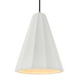 Radiance Fluted Tall Pendant w/ Black Cord - Brushed Nickel / Bisque