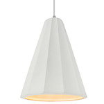 Radiance Fluted Tall Pendant w/ White Cord - Brushed Nickel / Bisque