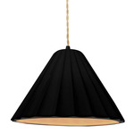 Radiance Fluted Pendant w/ Beige Cord - Matte Black / Carbon / Champagne Gold