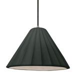 Radiance Fluted Pendant - Brushed Nickel / Pewter Green