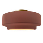 Radiance Tier Semi Flush Ceiling Light - Brushed Brass / Canyon Clay