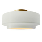 Radiance Tier Semi Flush Ceiling Light - Brushed Brass / Matte White