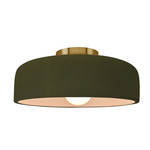 Radiance Spire Semi Flush Ceiling Light - Brushed Brass / Matte Green