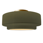 Radiance Tier Semi Flush Ceiling Light - Brushed Brass / Matte Green