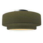 Radiance Tier Semi Flush Ceiling Light - Brushed Nickel / Matte Green