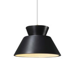 Radiance Trapezoid Pendant w/ White Cord - Brushed Nickel / Carbon